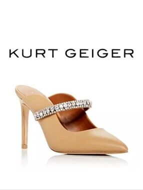 KURT GEIGER LONDON - Women's Duke Embellished High Heel Mules - Size 6